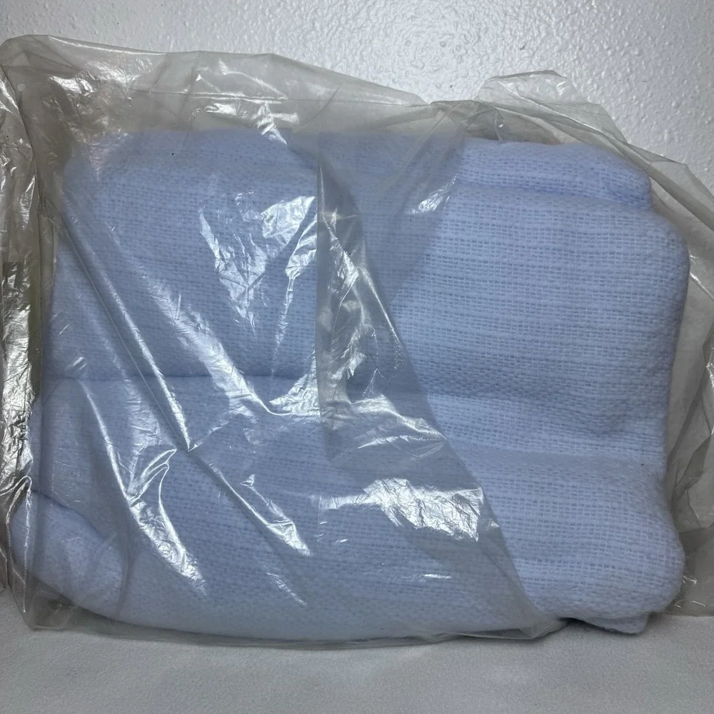 Cannon Siesta Blue Loom Woven Thermal Blanket Satin Trim 72X90 Twin/Full Knit